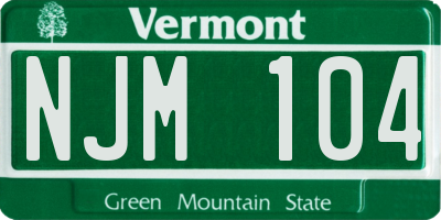VT license plate NJM104