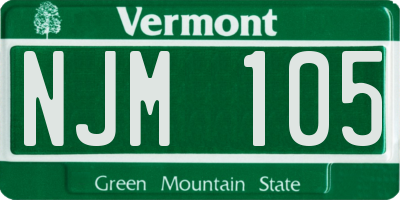 VT license plate NJM105