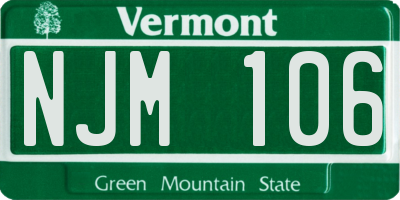 VT license plate NJM106
