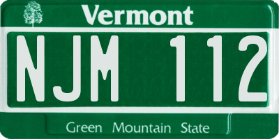 VT license plate NJM112
