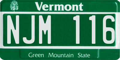 VT license plate NJM116