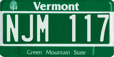 VT license plate NJM117