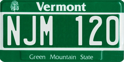 VT license plate NJM120