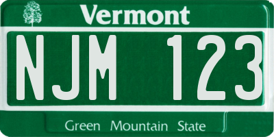 VT license plate NJM123