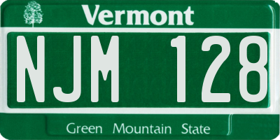 VT license plate NJM128