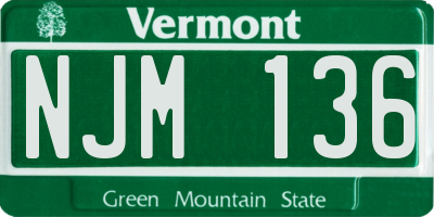 VT license plate NJM136