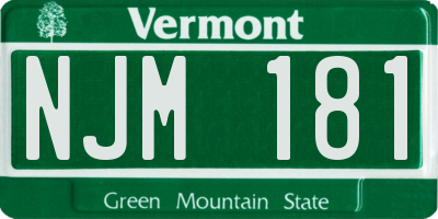 VT license plate NJM181