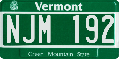 VT license plate NJM192