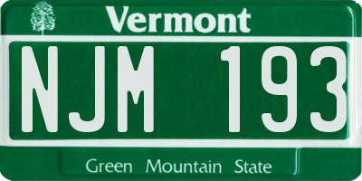 VT license plate NJM193