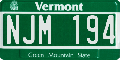 VT license plate NJM194