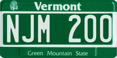 VT license plate NJM200