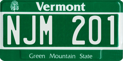 VT license plate NJM201