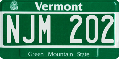 VT license plate NJM202