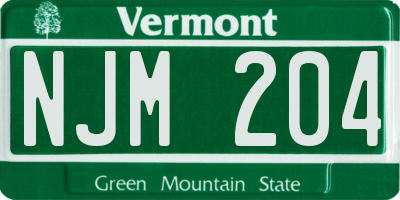 VT license plate NJM204