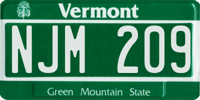 VT license plate NJM209