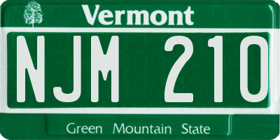 VT license plate NJM210