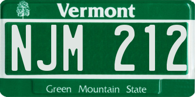VT license plate NJM212