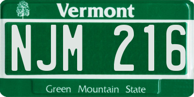 VT license plate NJM216