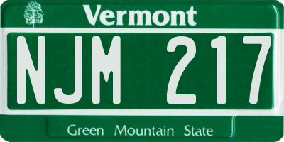 VT license plate NJM217