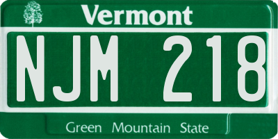 VT license plate NJM218