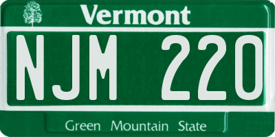 VT license plate NJM220