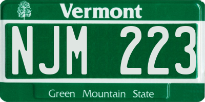 VT license plate NJM223