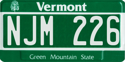 VT license plate NJM226