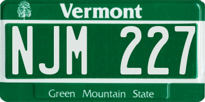 VT license plate NJM227