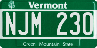 VT license plate NJM230