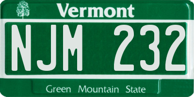 VT license plate NJM232