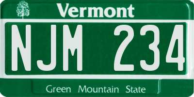 VT license plate NJM234
