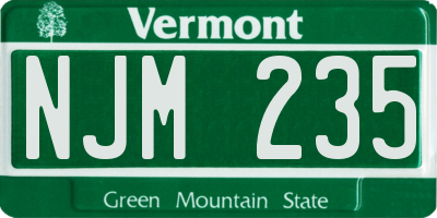 VT license plate NJM235
