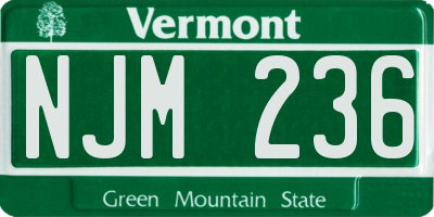 VT license plate NJM236