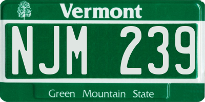 VT license plate NJM239