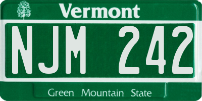 VT license plate NJM242