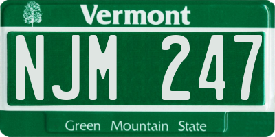 VT license plate NJM247