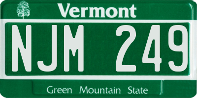 VT license plate NJM249