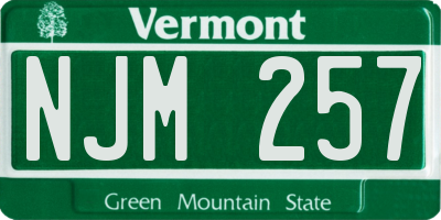 VT license plate NJM257