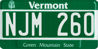 VT license plate NJM260