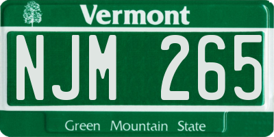 VT license plate NJM265