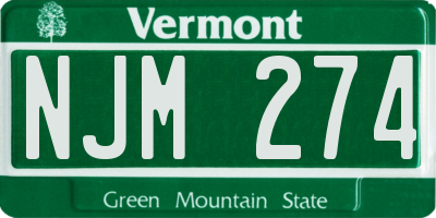 VT license plate NJM274