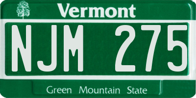 VT license plate NJM275