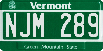 VT license plate NJM289
