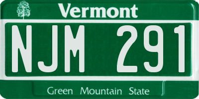 VT license plate NJM291