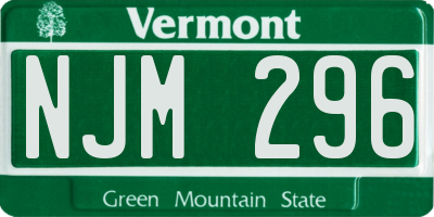 VT license plate NJM296