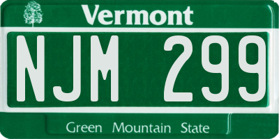 VT license plate NJM299