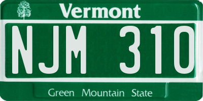 VT license plate NJM310