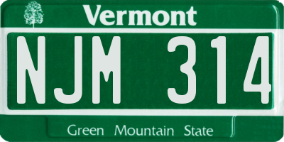 VT license plate NJM314