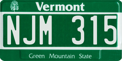 VT license plate NJM315
