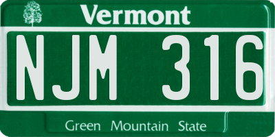 VT license plate NJM316